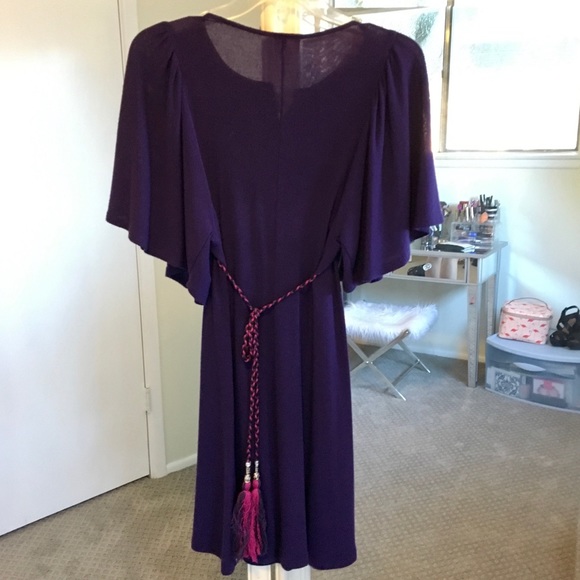 Purple sweater dress with tassel ties - Picture 9 of 10